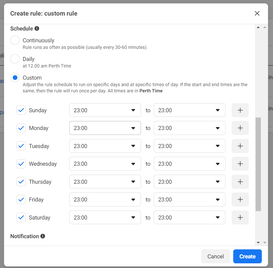 Как выключать рекламу Facebook на ночь?