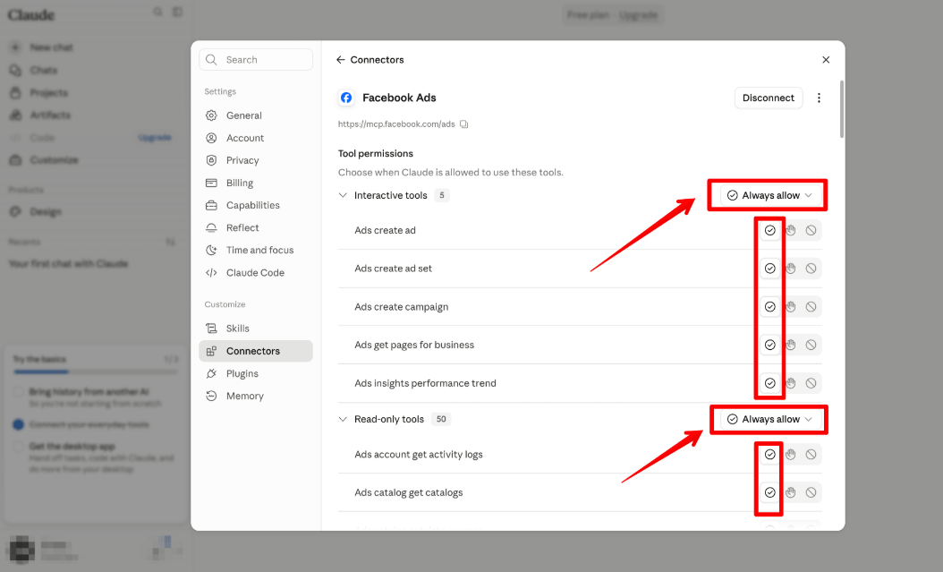 facebook ads mcp connector claude 6