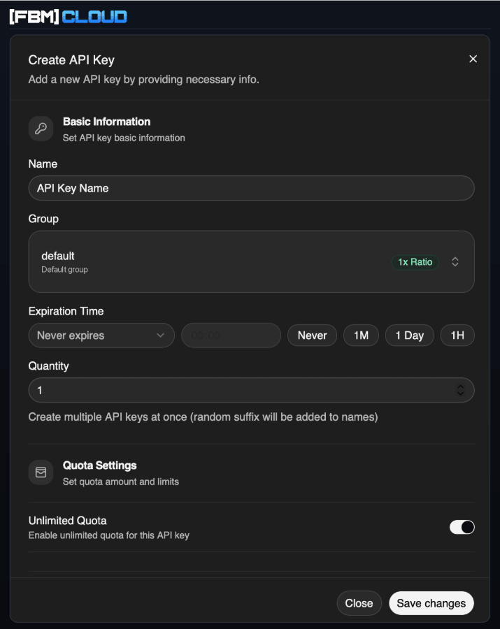 fbm cloud: create api key