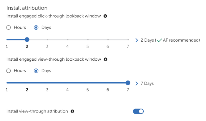Настройка окна атрибуции кликов Lookback Window в AppsFlyer
